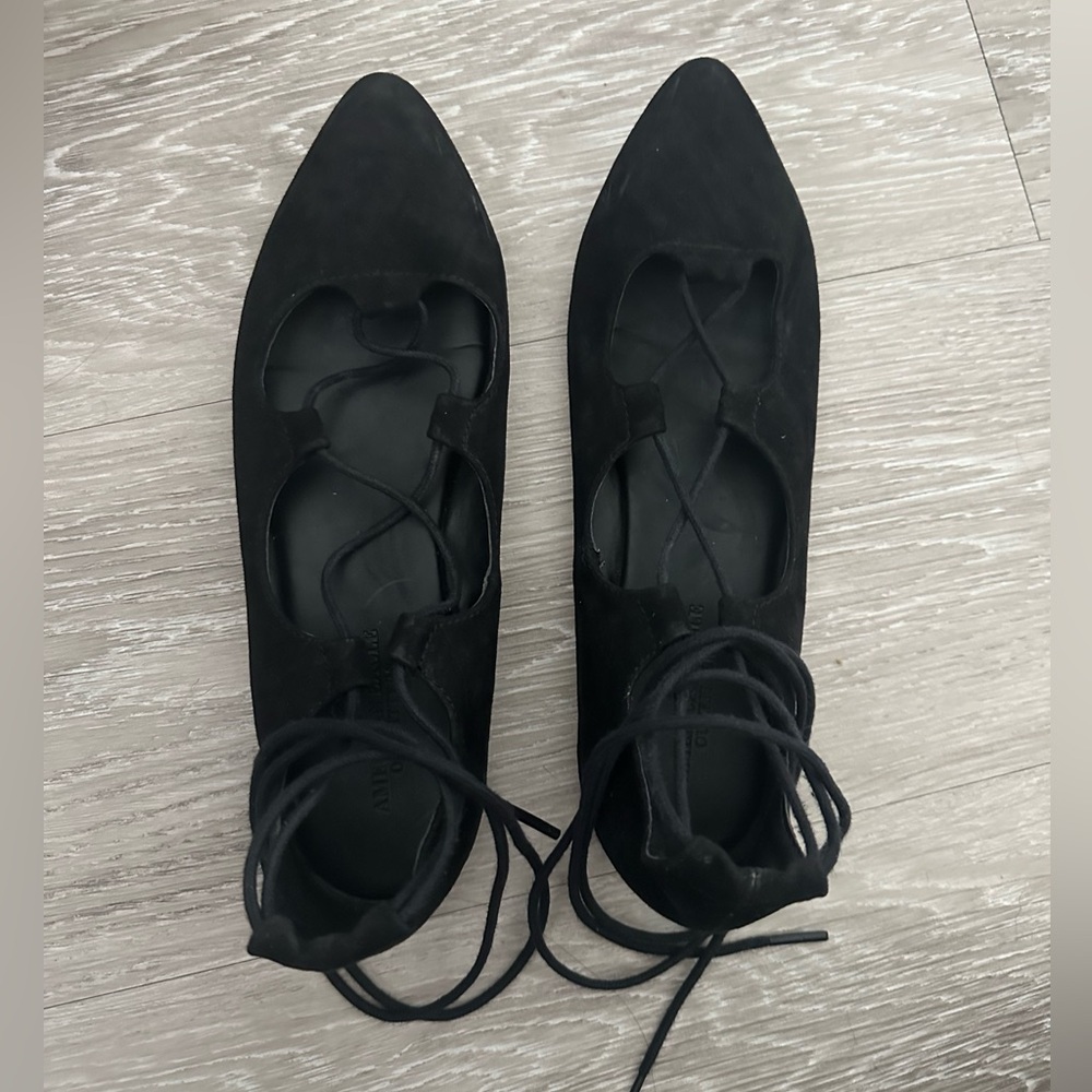 Black lace up flats
